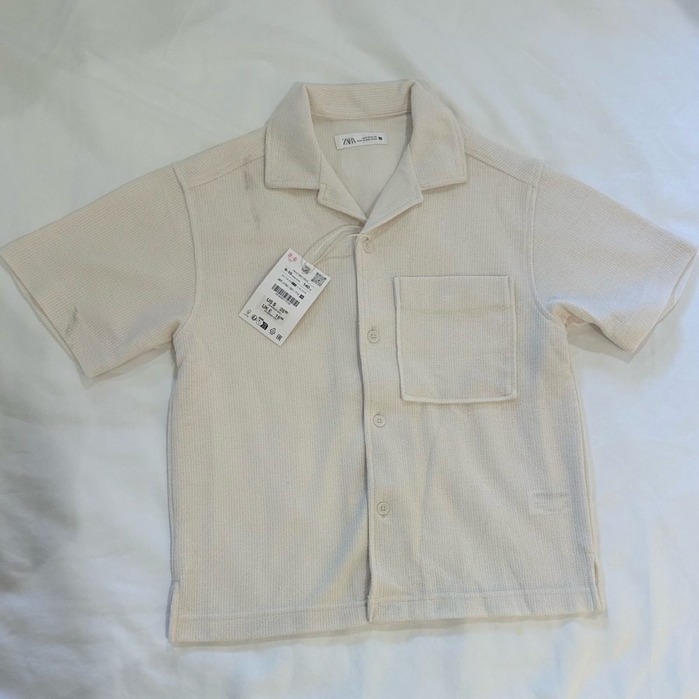 Zara Cream Button Down Shirt Relaxed Fit